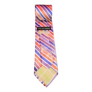 City of London‎ Yellow Striped Men's Tie 100% Silk 58 x 3.75 Necktie